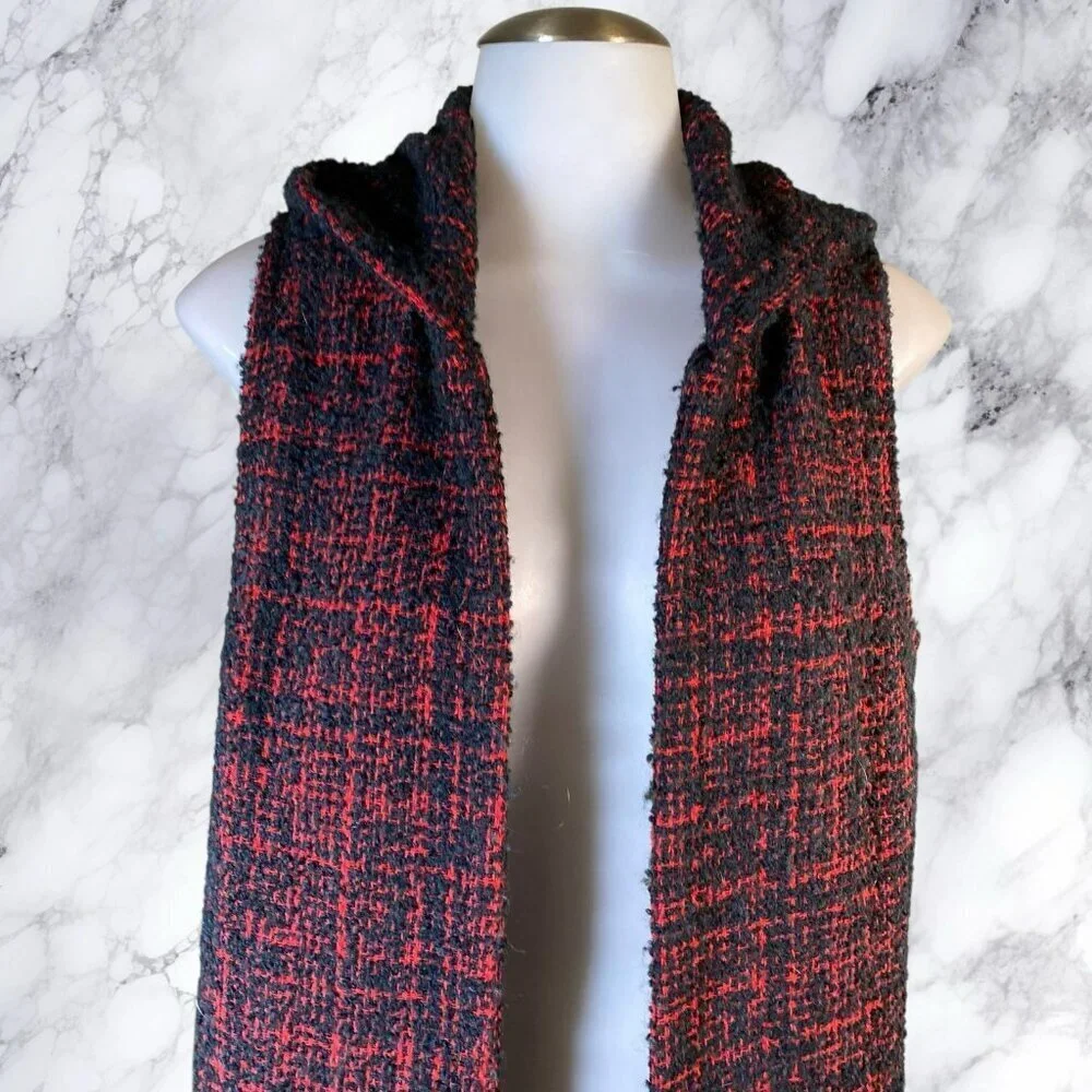 BCBGeneration Gigi Boucle Tweed Vest in Red/Black Combo